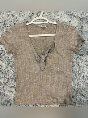 Ribbed Short-Sleeve Crop Top